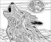 Printable wolf for adult  coloring pages